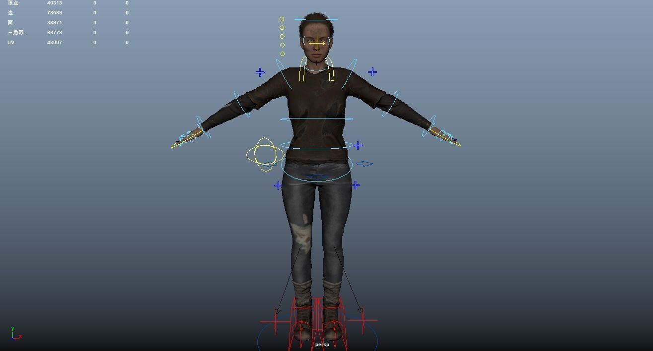 Apocalypse Female Rigged Low-poly 3D model_7