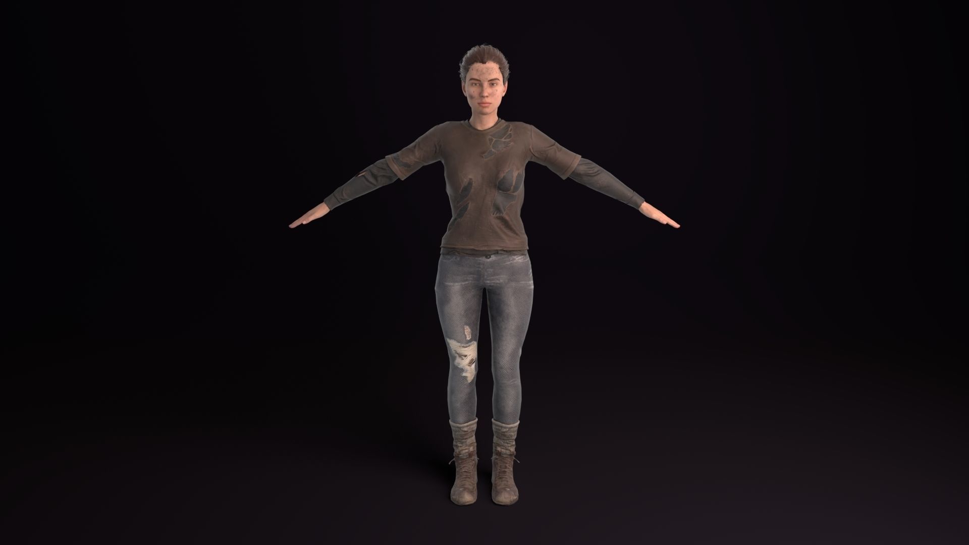Apocalypse Female Rigged Low-poly 3D model_3