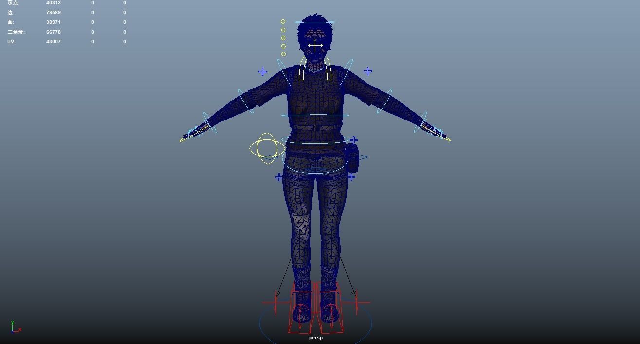 Apocalypse Female Rigged Low-poly 3D model_12
