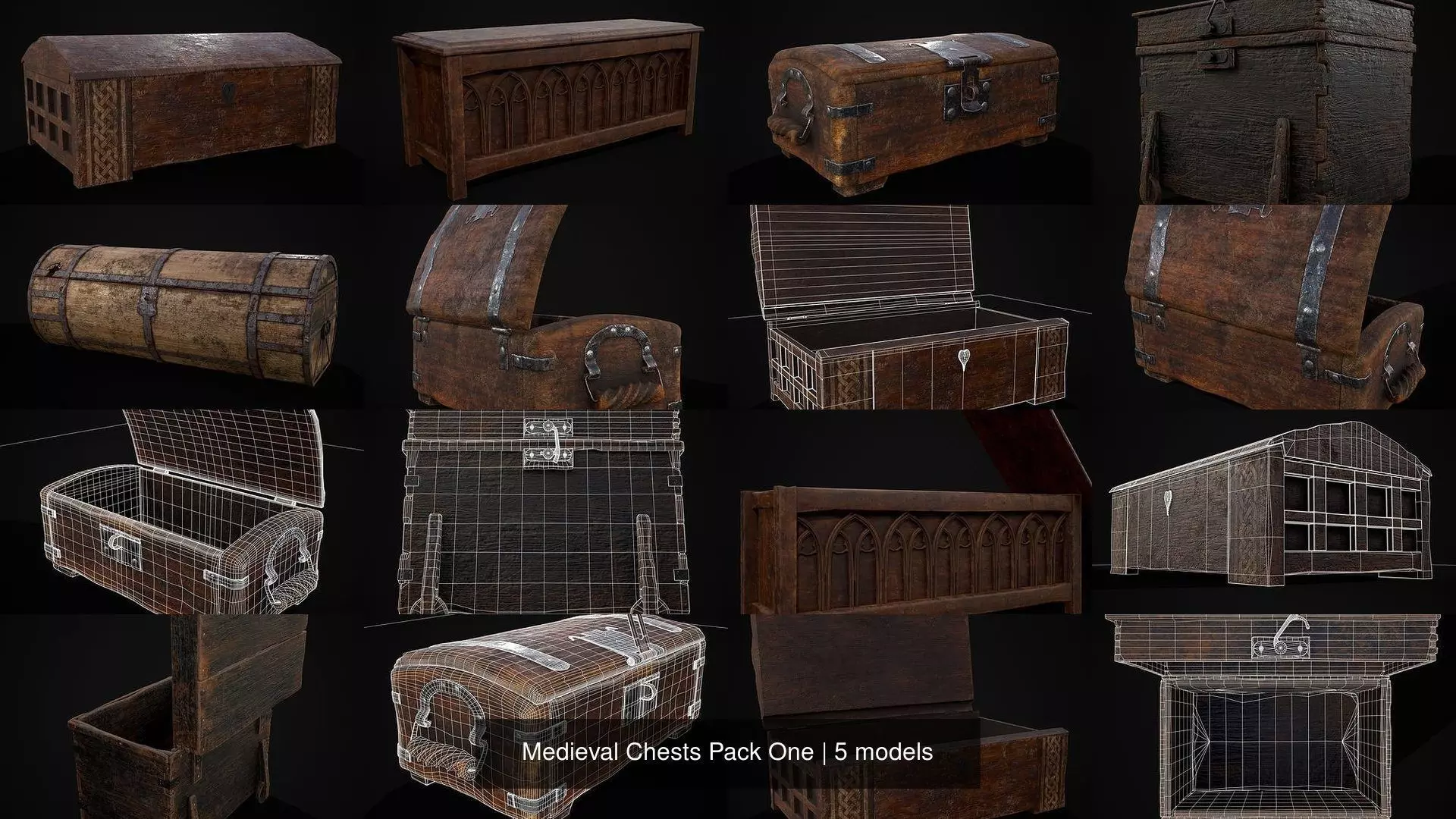 Medieval Chests Pack One 3D Model Collection_6