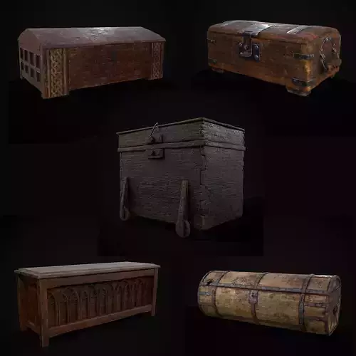Medieval Chests Pack One 3D Model Collection