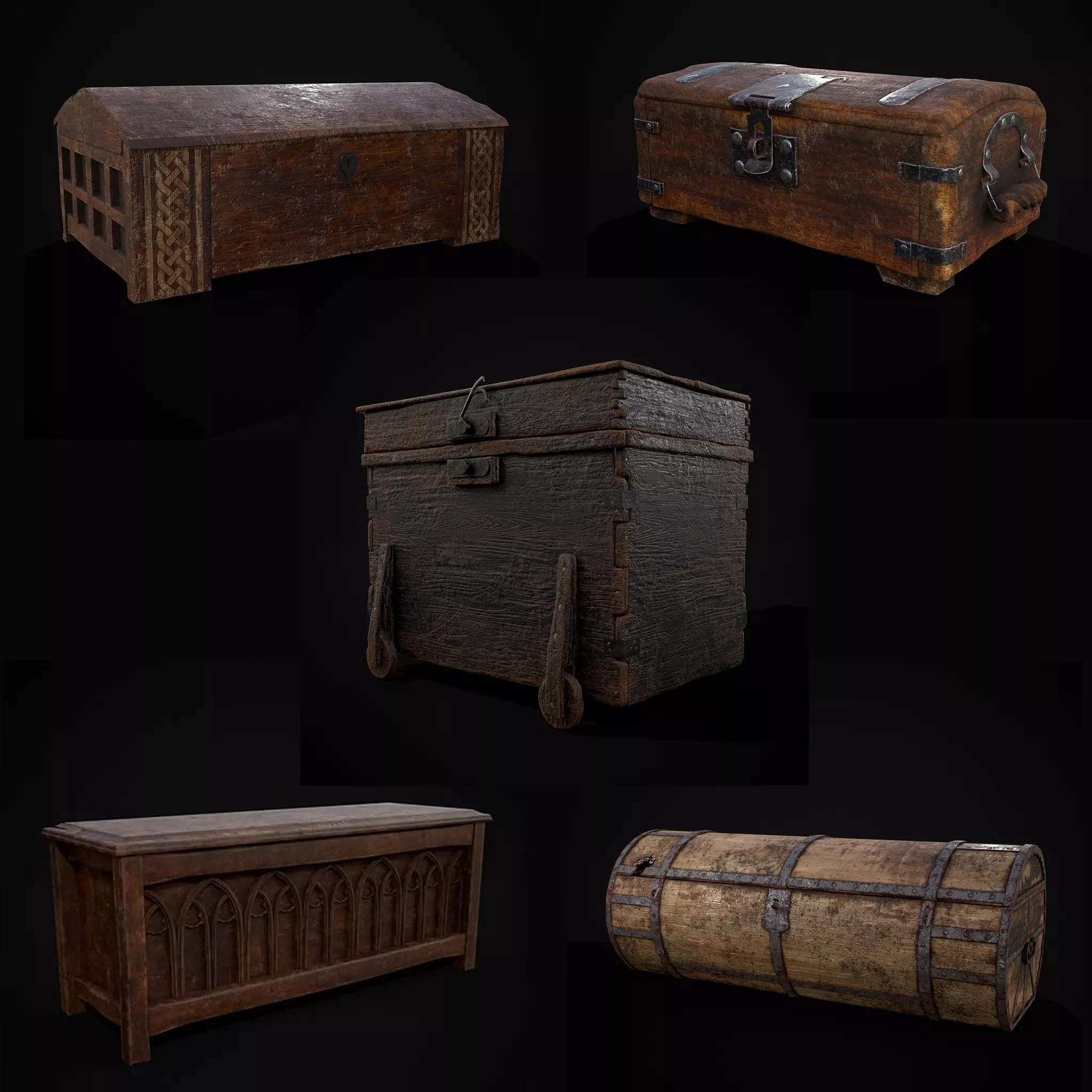 Medieval Chests Pack One 3D Model Collection_0