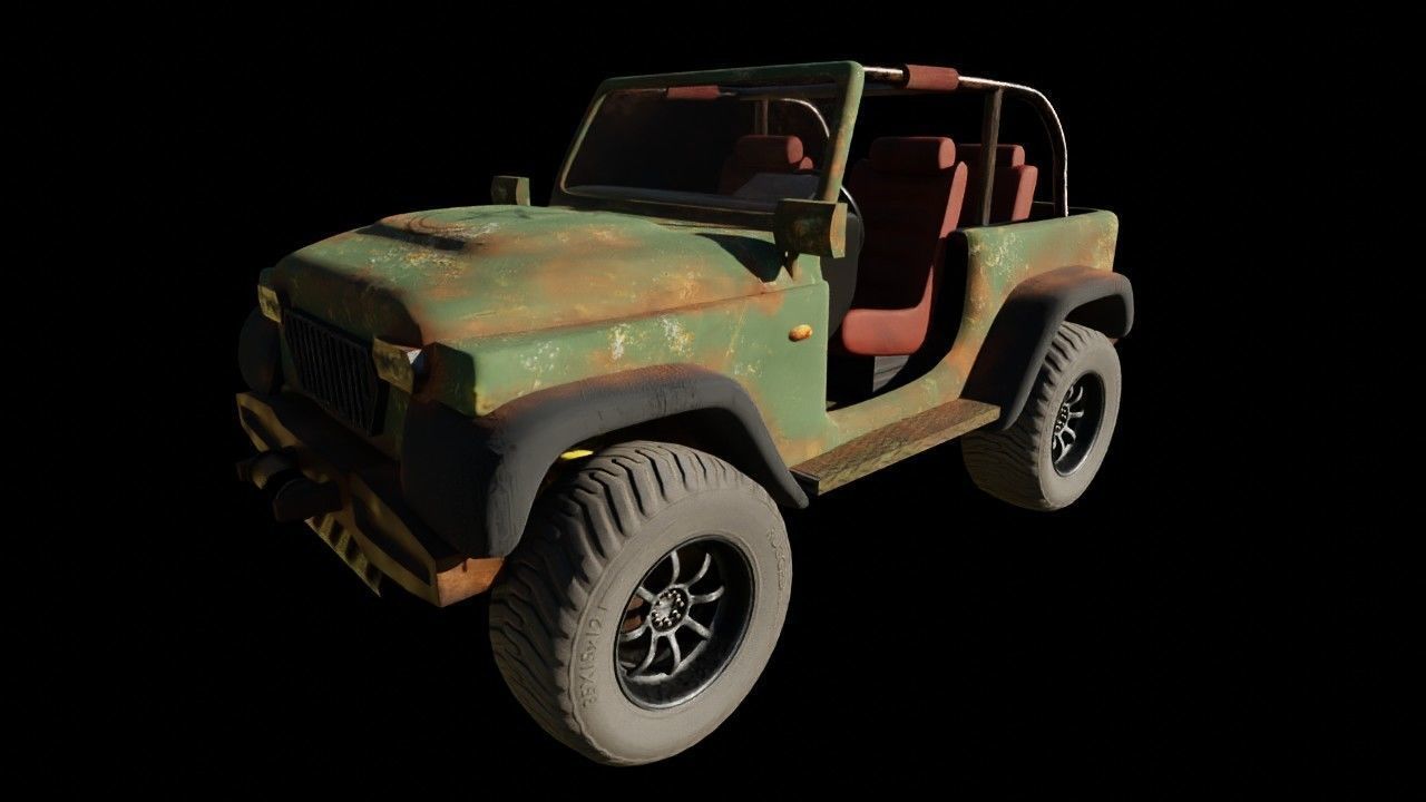 off road vehicle Low-poly 3D model_6