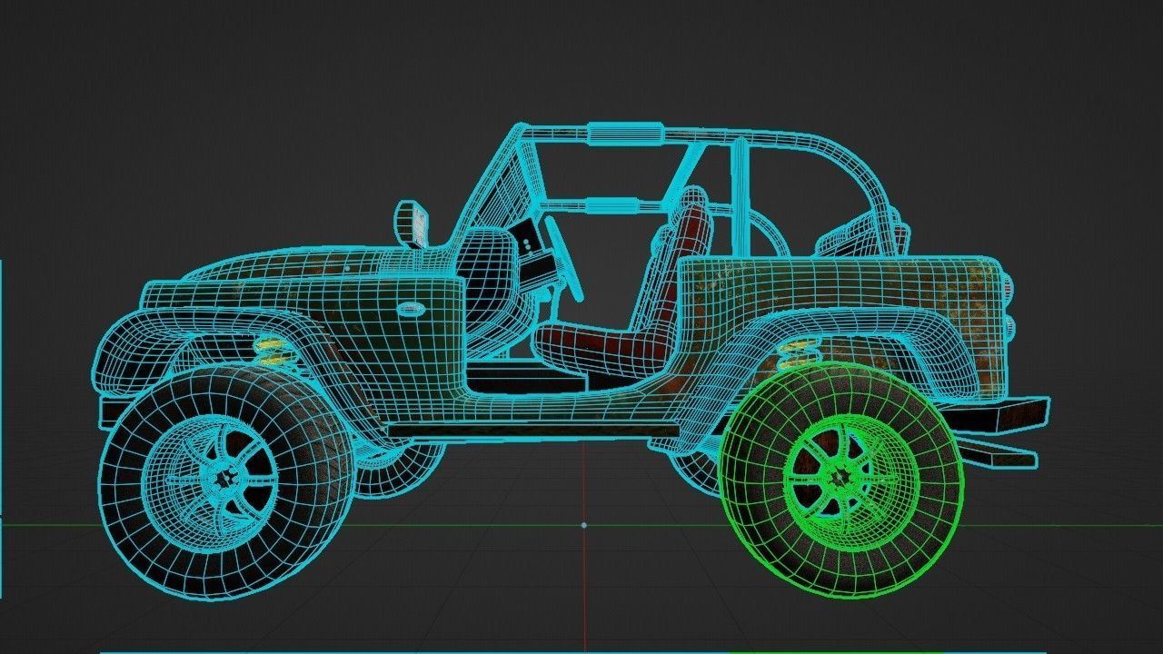 off road vehicle Low-poly 3D model_15