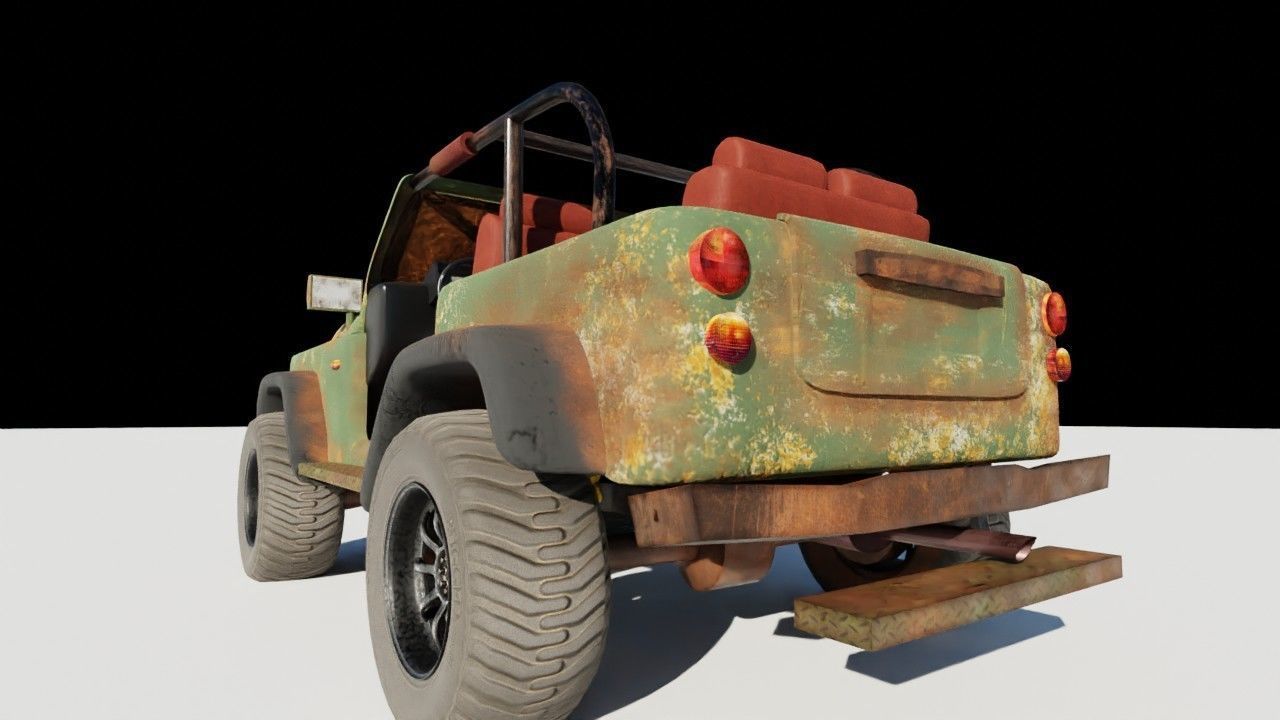 off road vehicle Low-poly 3D model_3