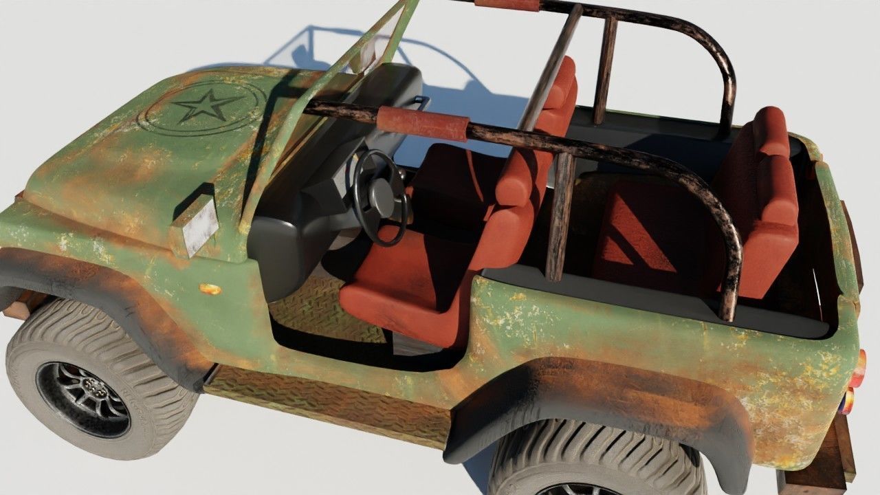 off road vehicle Low-poly 3D model_1