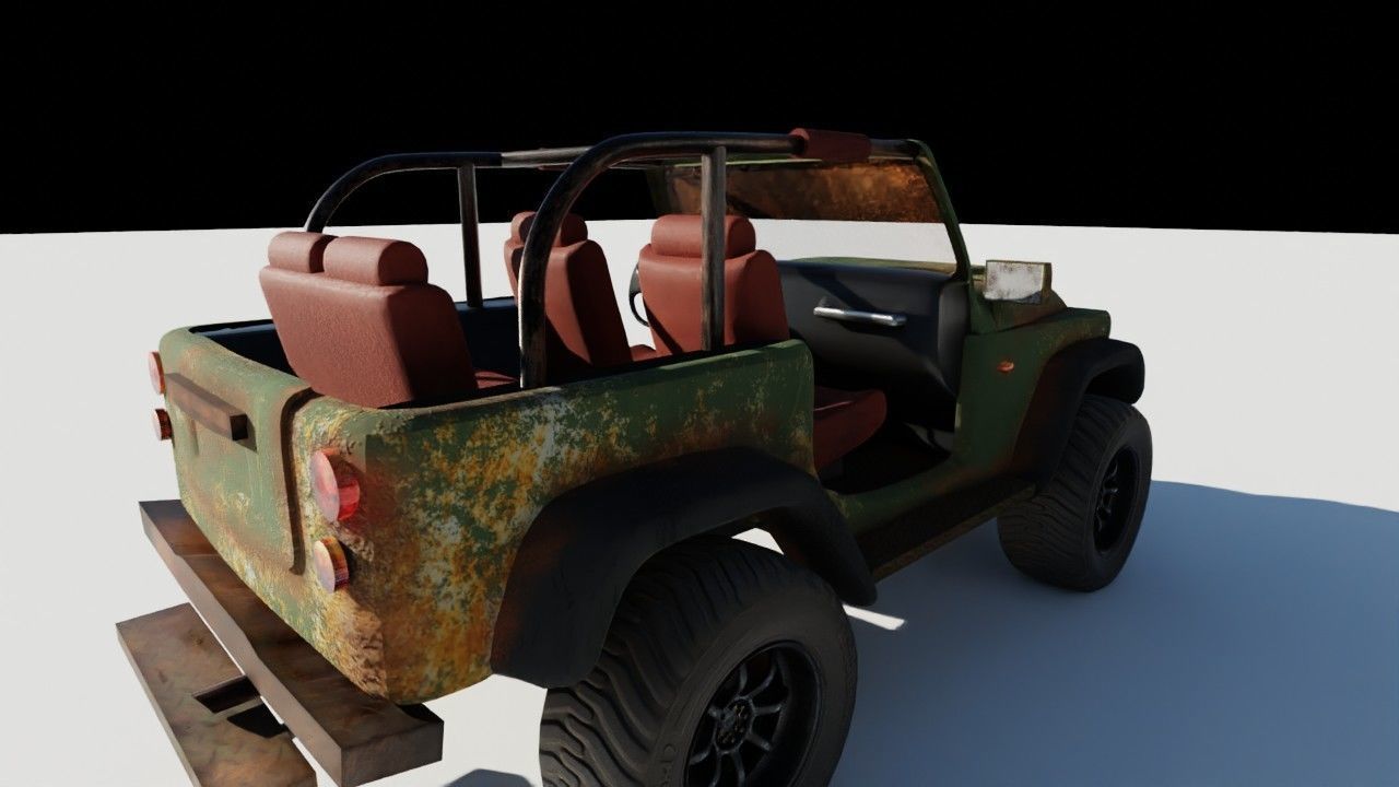 off road vehicle Low-poly 3D model_8