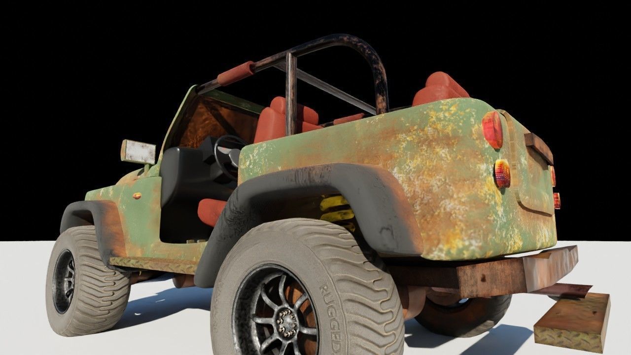 off road vehicle Low-poly 3D model_7