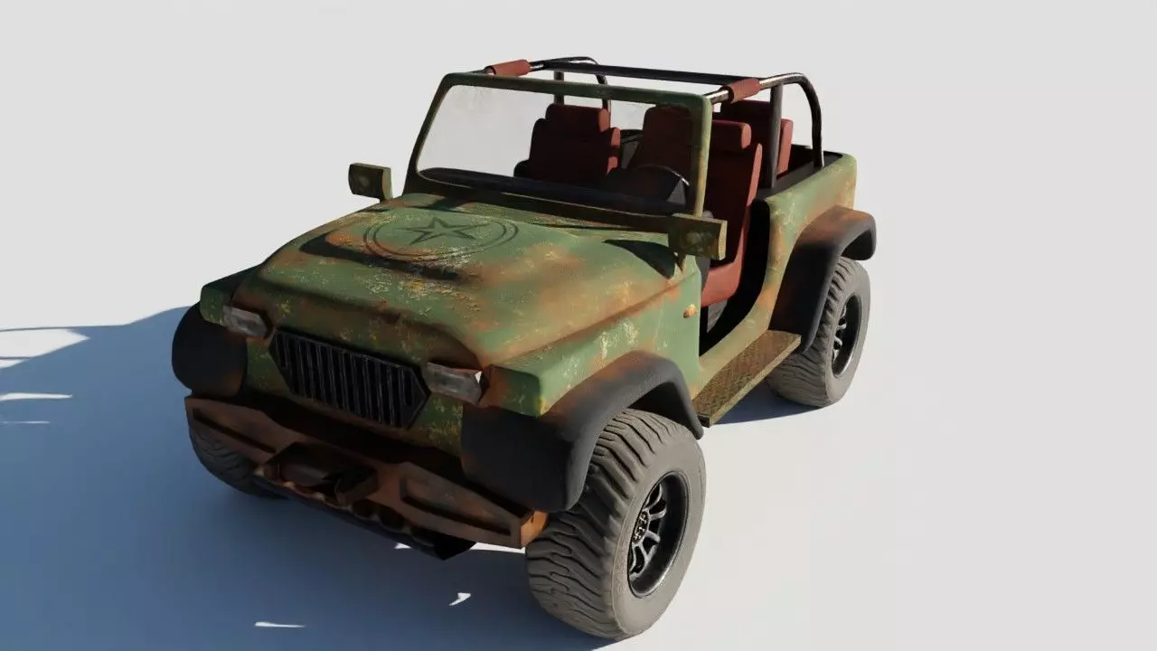 off road vehicle Low-poly 3D model_0