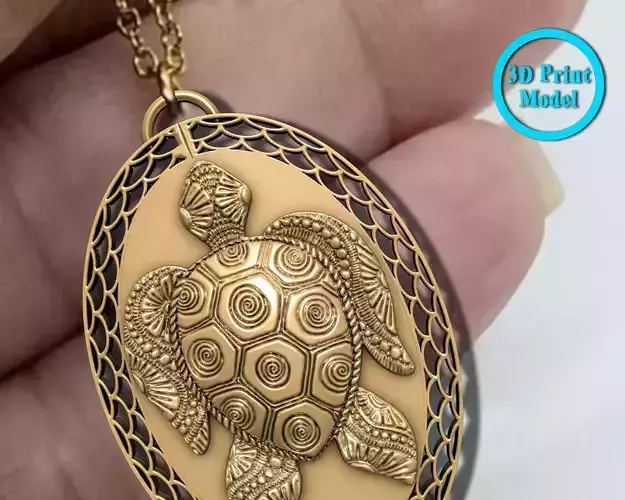 Turtle Pendant STL Necklace
