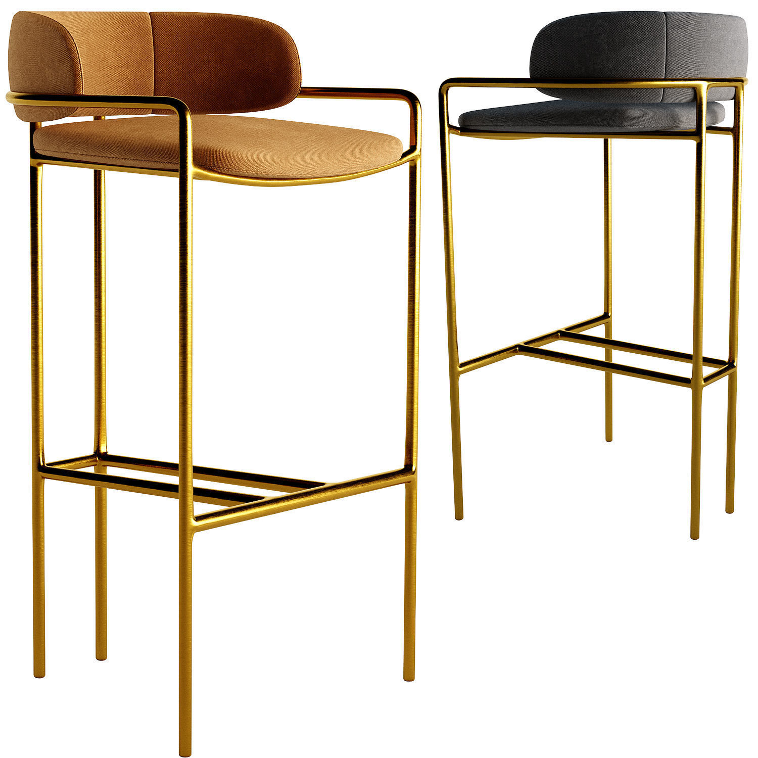 WEST ELM Lenox Velvet Bar Counter Stools 3D model CGTrader