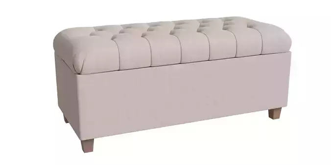 Beige Storage Ottoman Bench