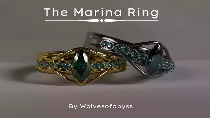 The Marina Ring - Engagement ring Elegant ring 3D Print Model