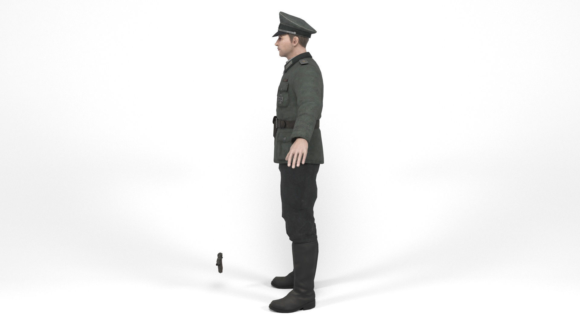 German Officer Low-poly 3D model_4