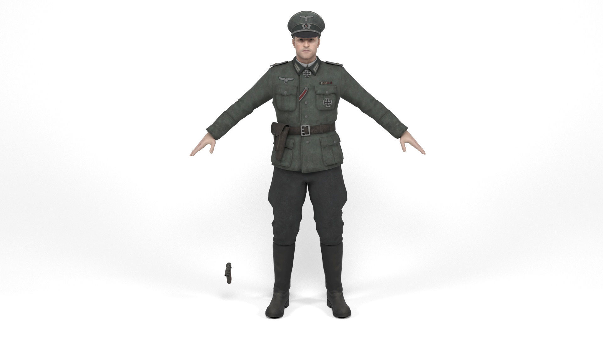 German Officer Low-poly 3D model_2