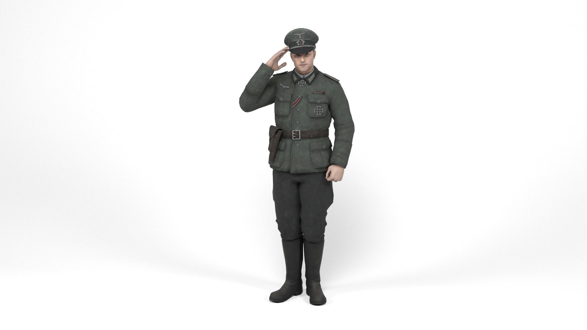 German Officer Low-poly 3D model_10