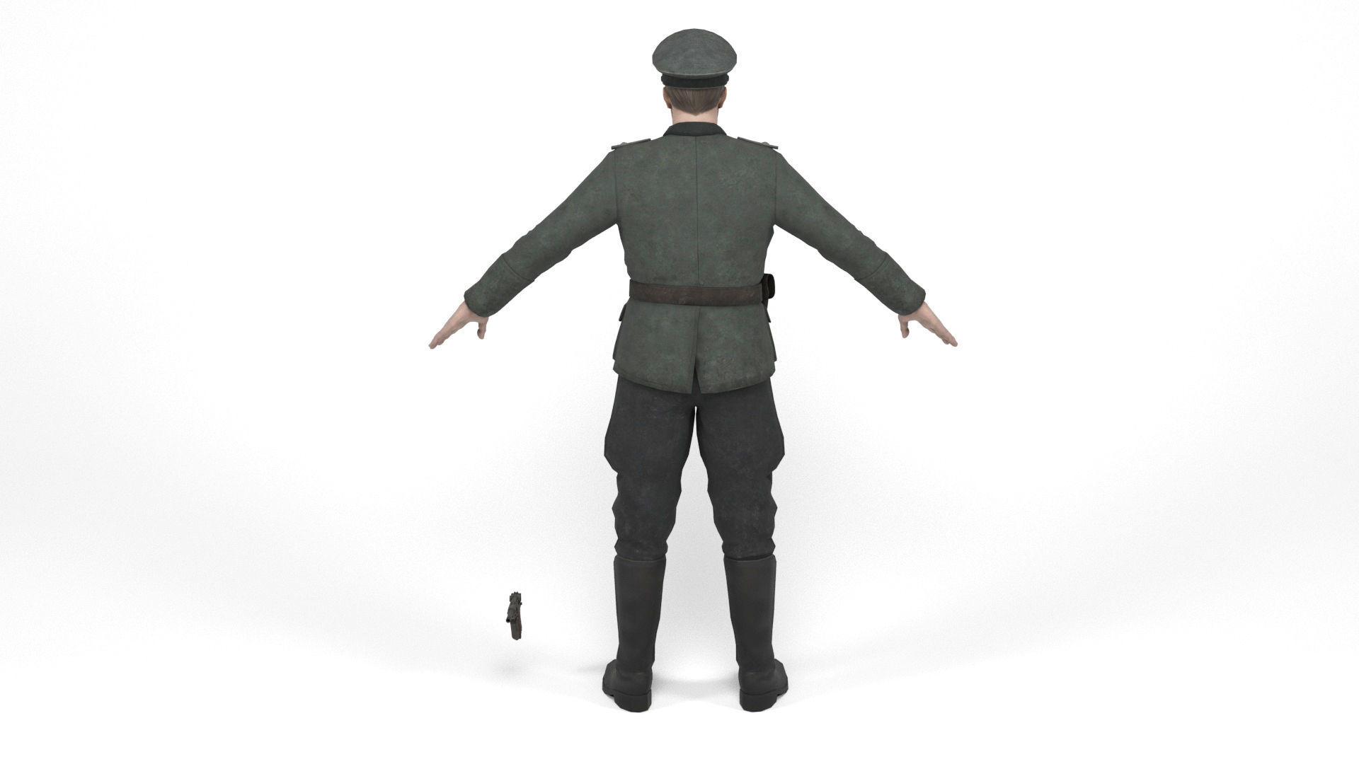 German Officer Low-poly 3D model_3