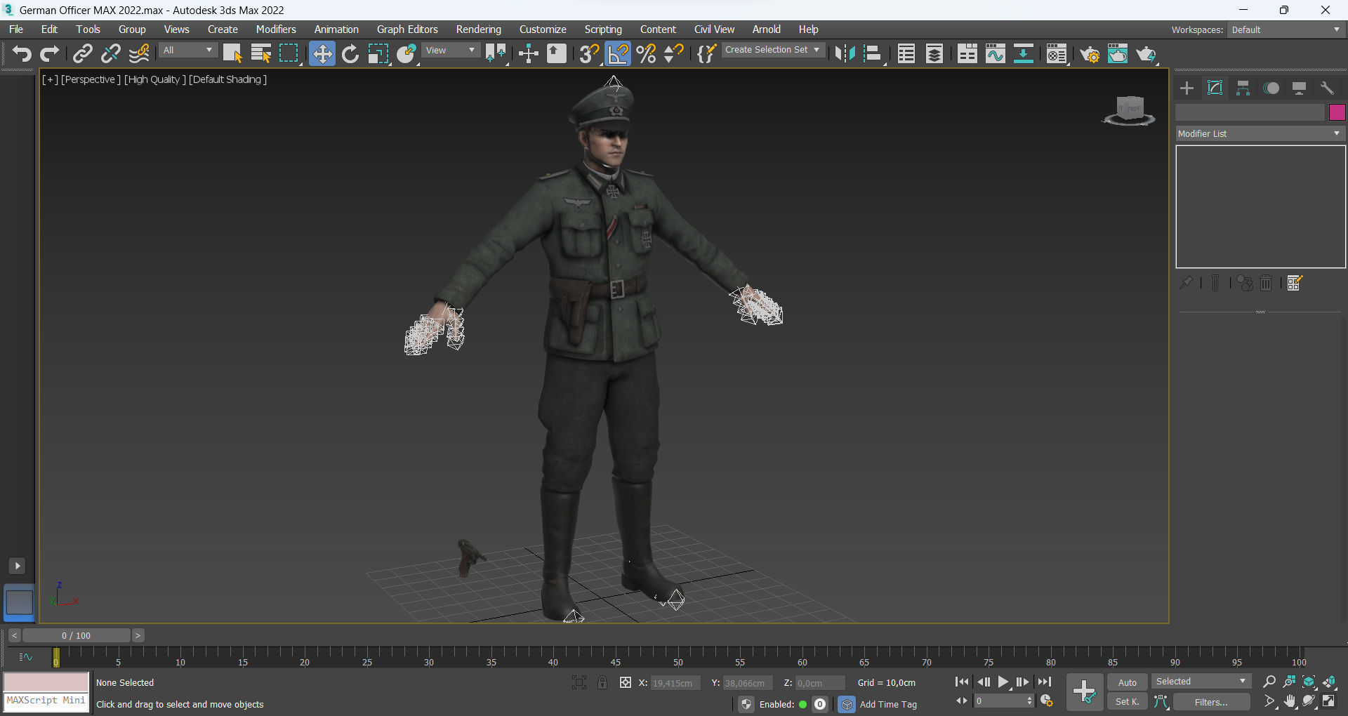 German Officer Low-poly 3D model_13