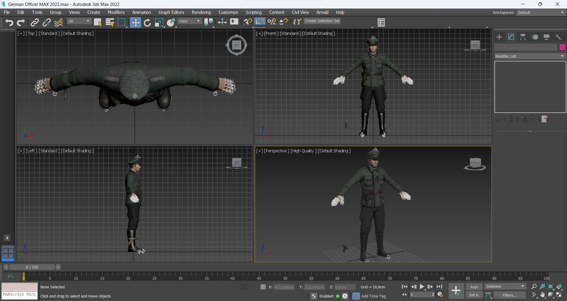 German Officer Low-poly 3D model_12