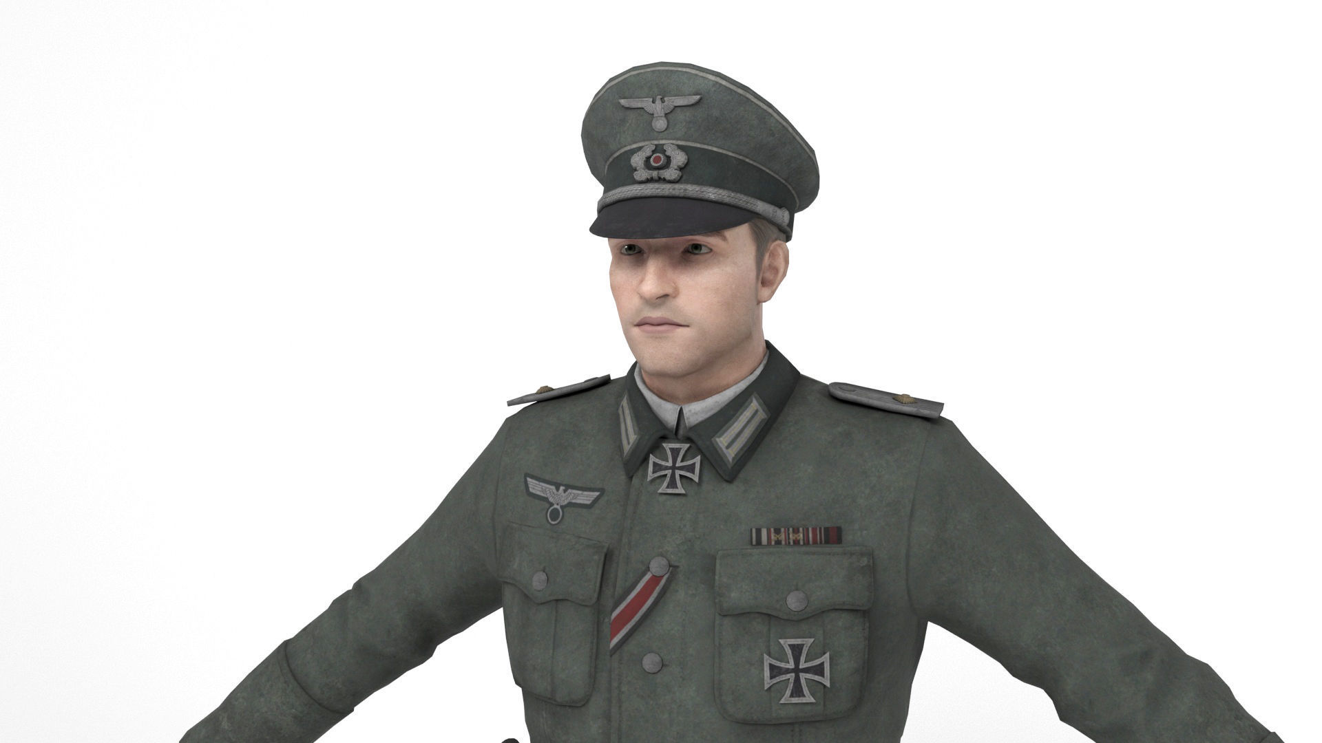 German Officer Low-poly 3D model_6