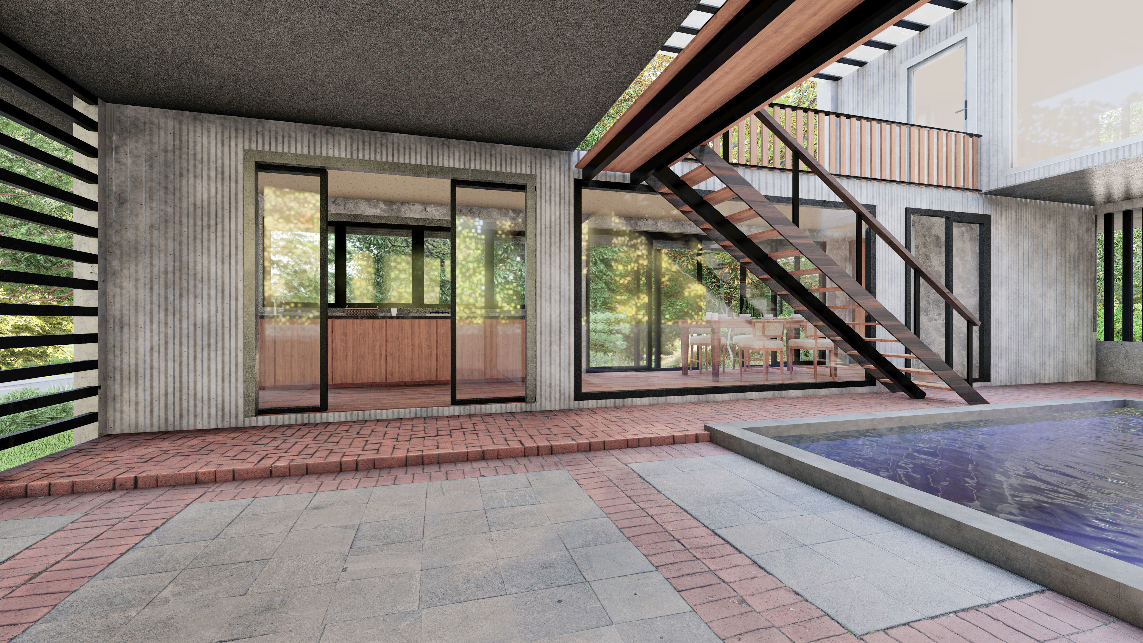 40 ft Five Container Two Story House 3D Model 3ds Max 3D model_2