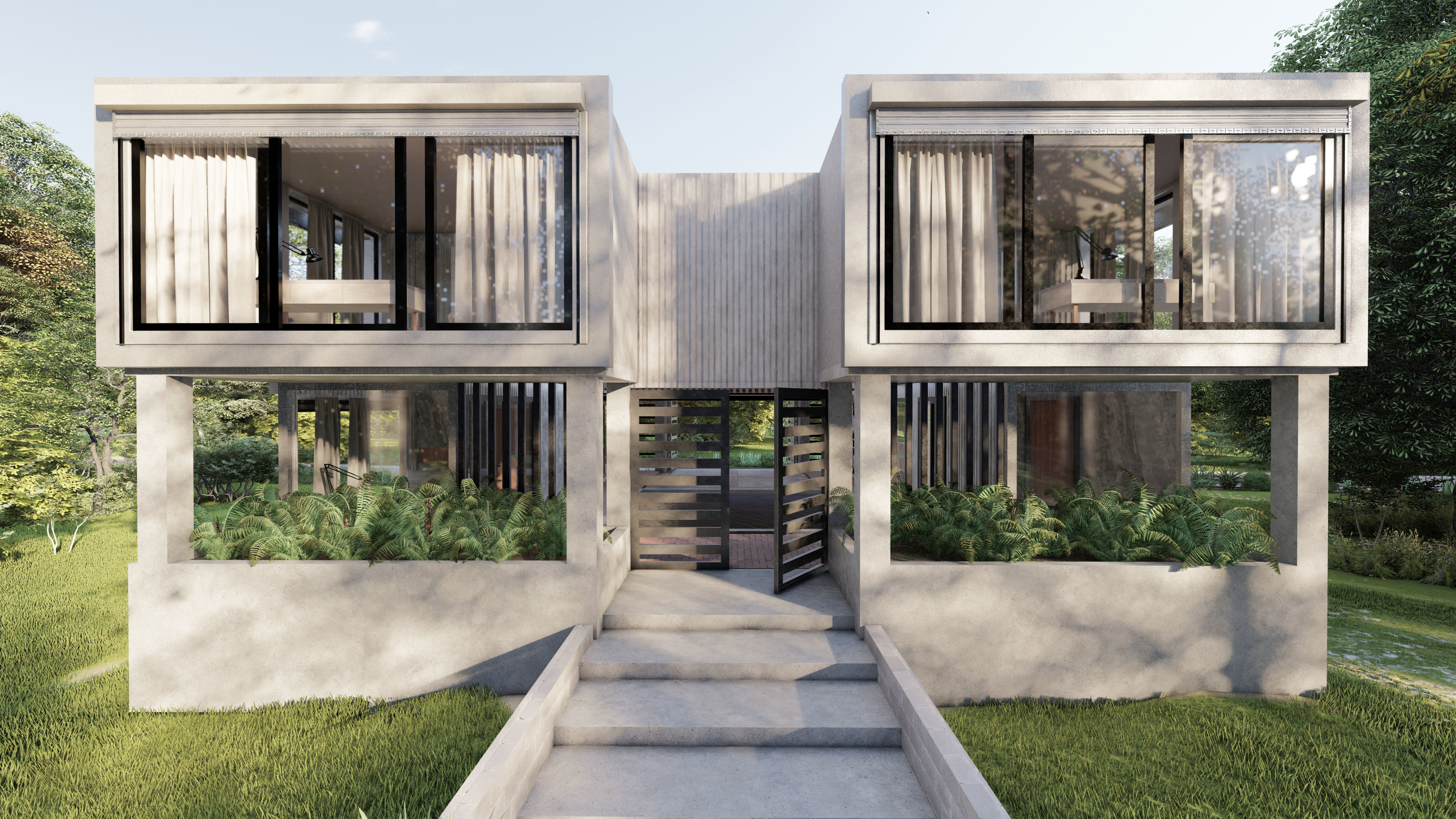 40 ft Five Container Two Story House 3D Model 3ds Max 3D model_6