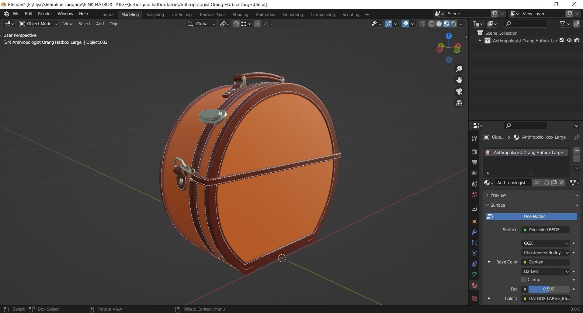 Steamline Anthropologist Orang Hatbox Large 3D model_8