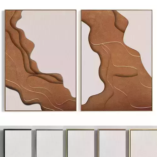 Plaster Two Photo Frame 302 Low-poly 3D model