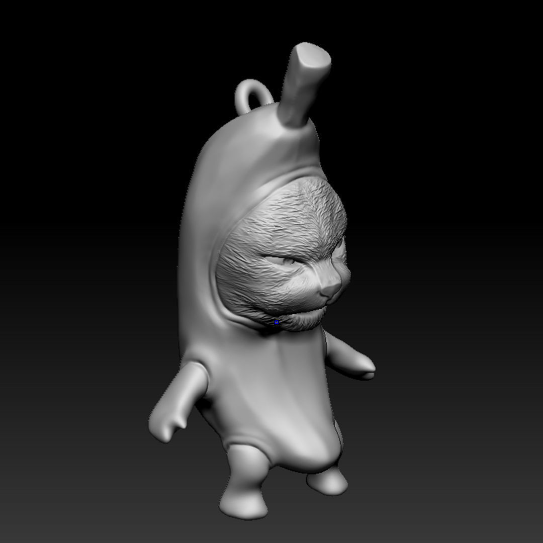 Banana Cat Normal Expression Key Chain Key ring 3D Printable 3D print model_2