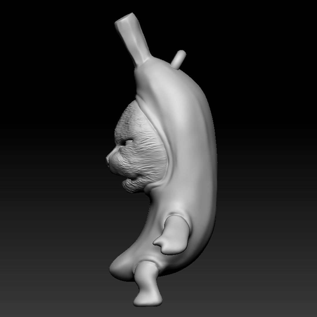 Banana Cat Normal Expression Key Chain Key ring 3D Printable 3D print model_1