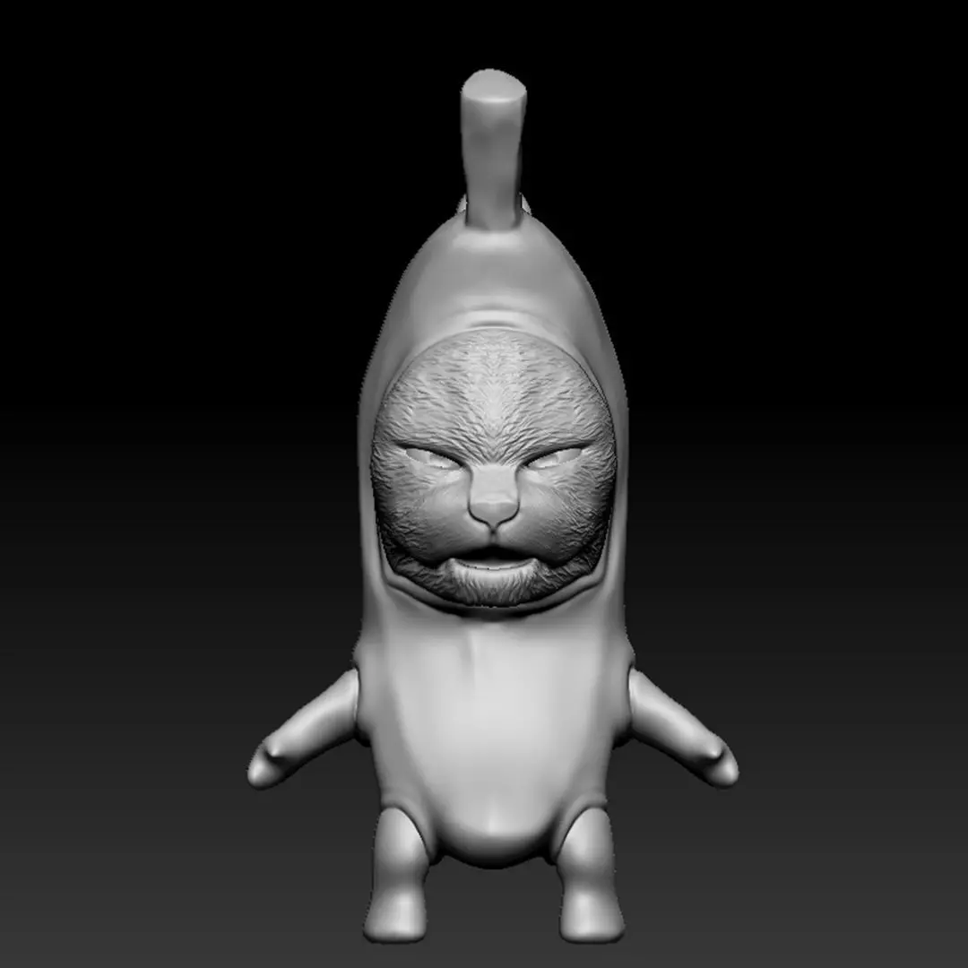 Banana Cat Normal Expression Key Chain Key ring 3D Printable 3D print model_0