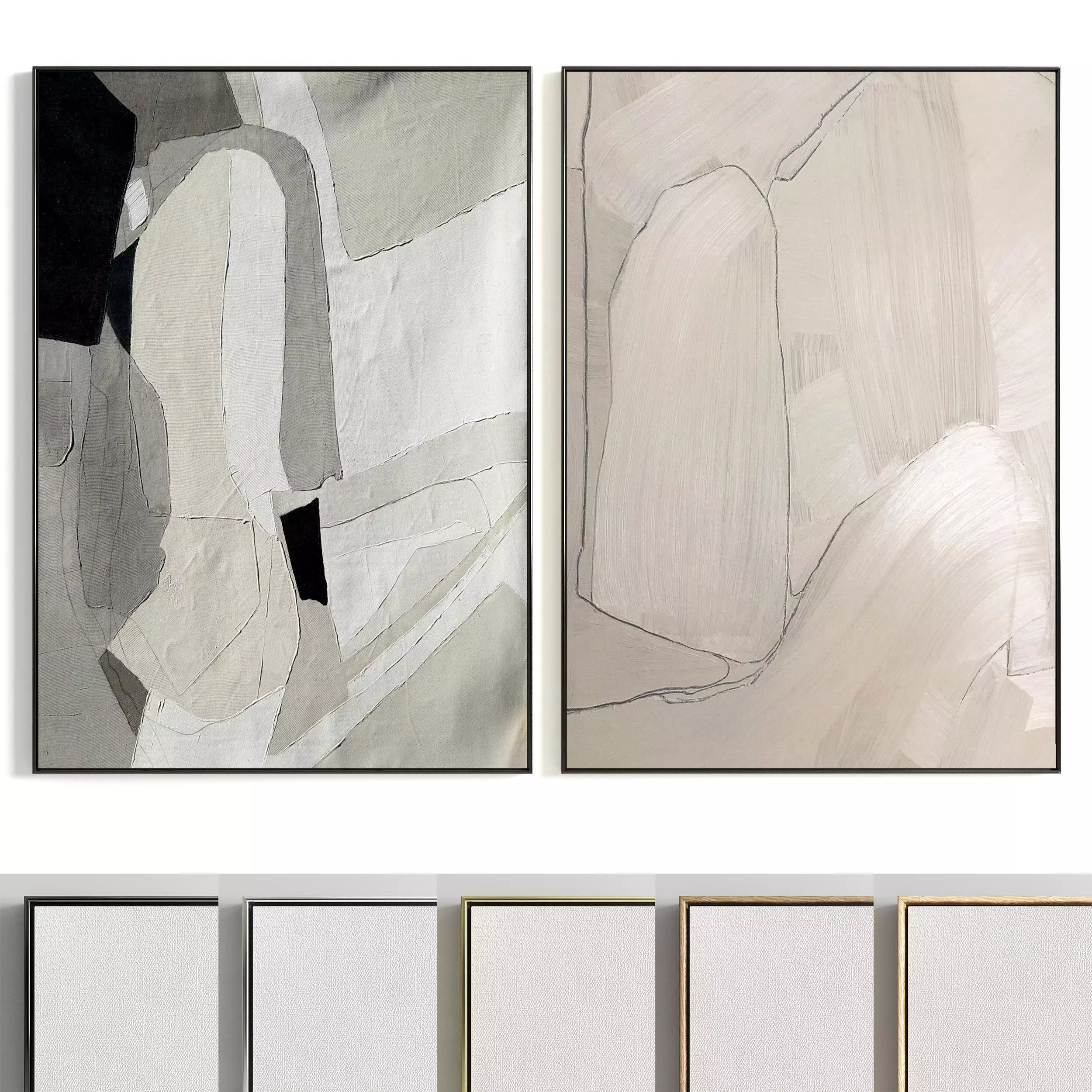 Plaster Two Photo Frame 307 Low-poly 3D model_0