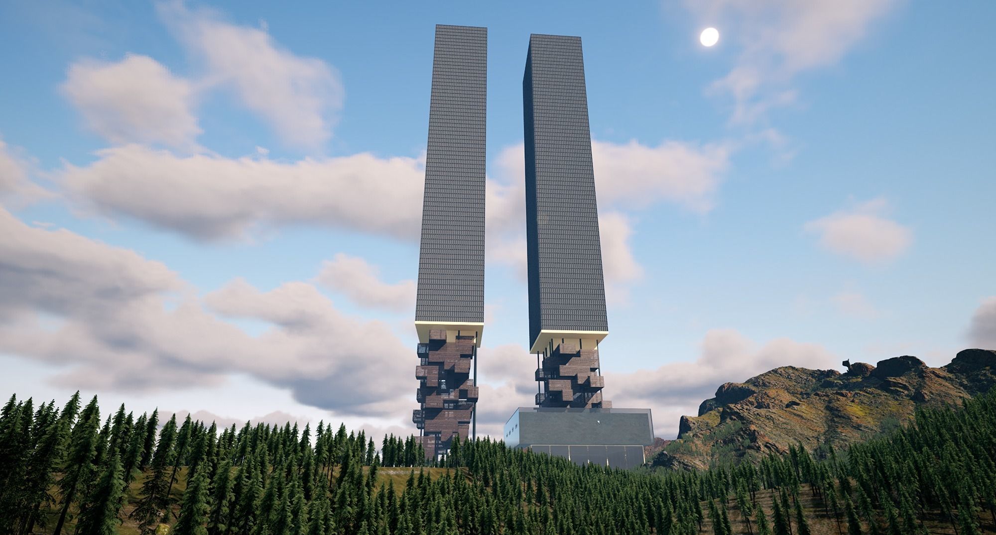 Skyscraper Future building Low-poly 3D model_3