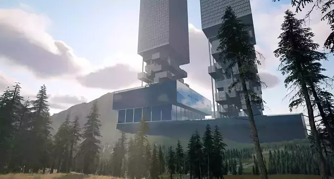 Skyscraper Future building Low-poly 3D model