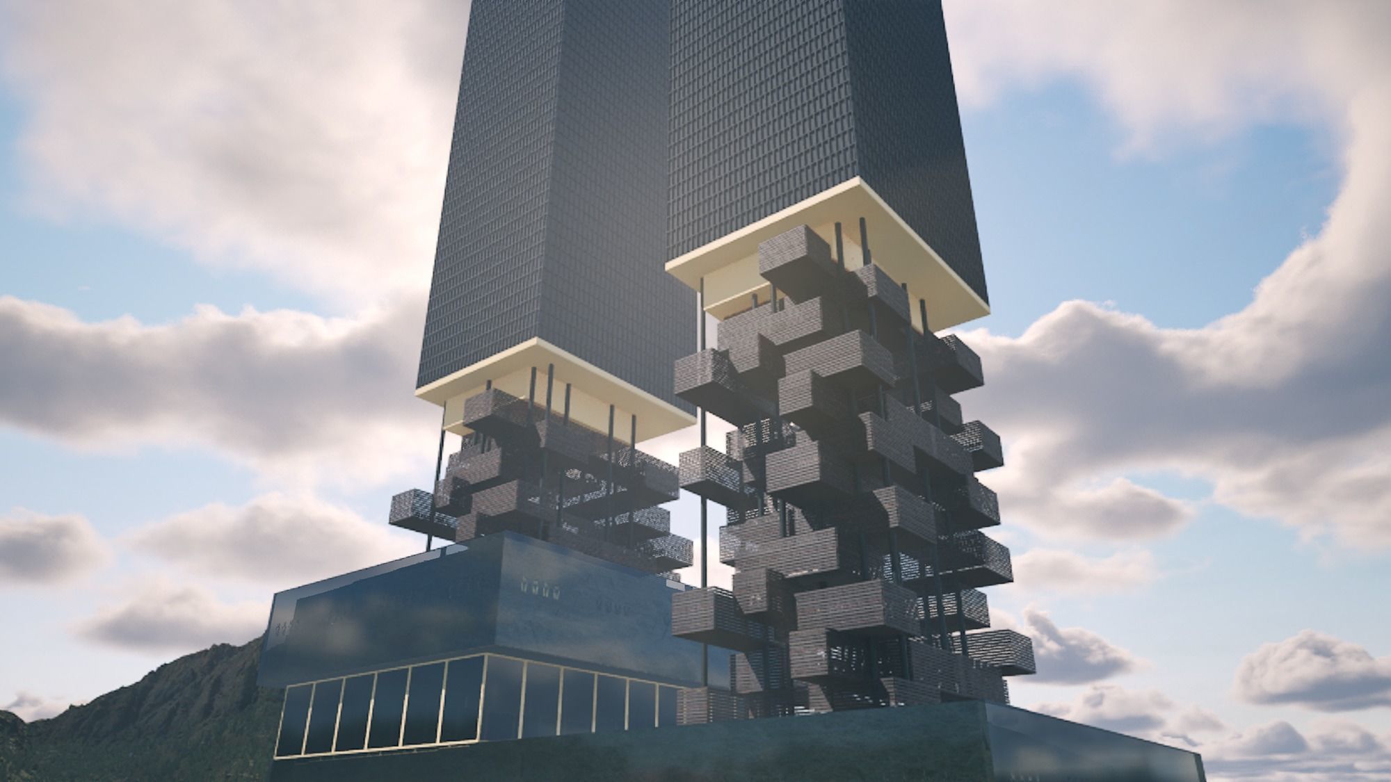Skyscraper Future building Low-poly 3D model_5