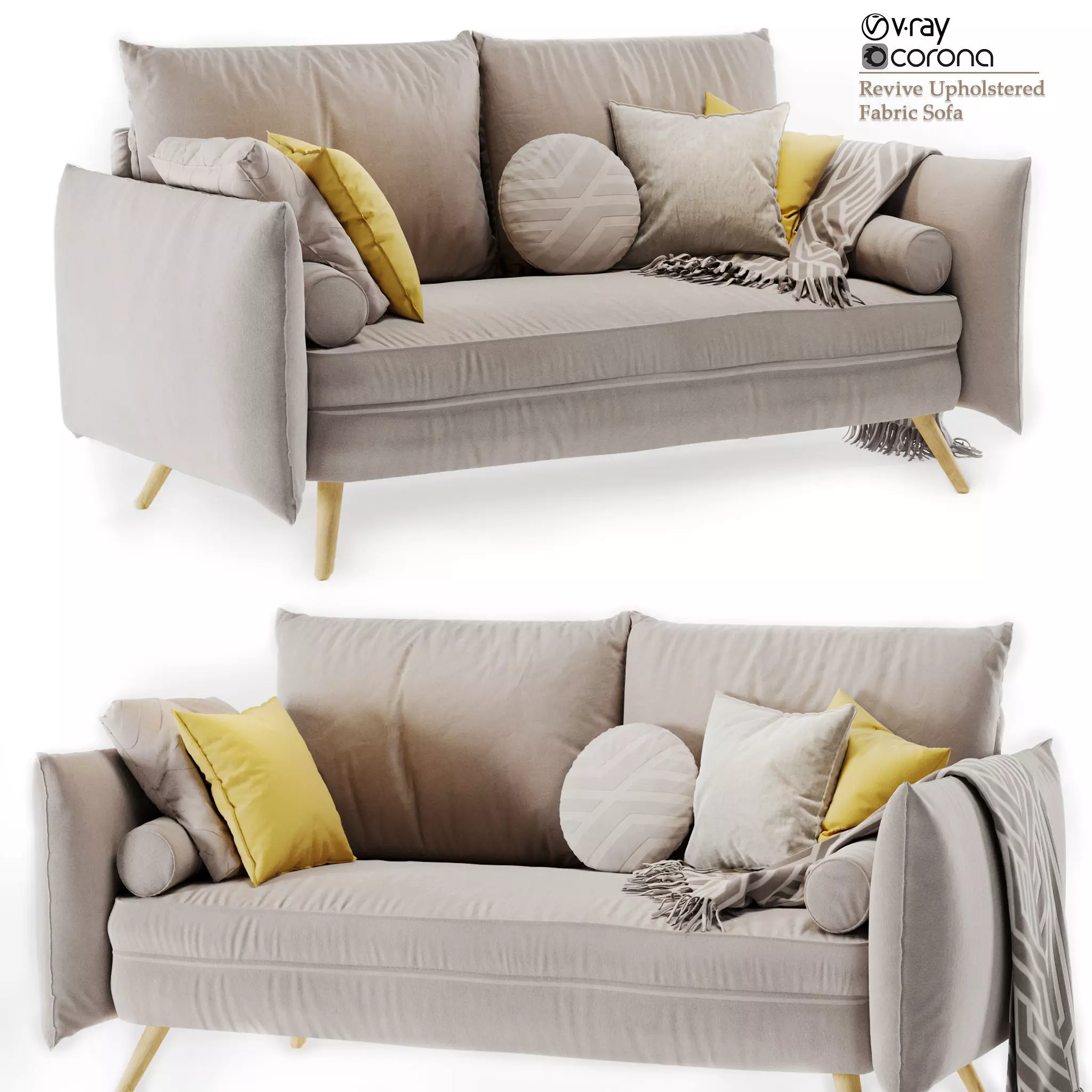 Revive Upholstered Fabric Sofa 3D model_0