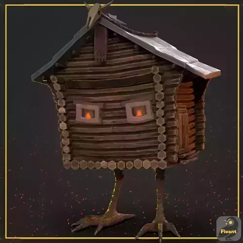 Hut on chicken legs stylized  Low-poly 3D model