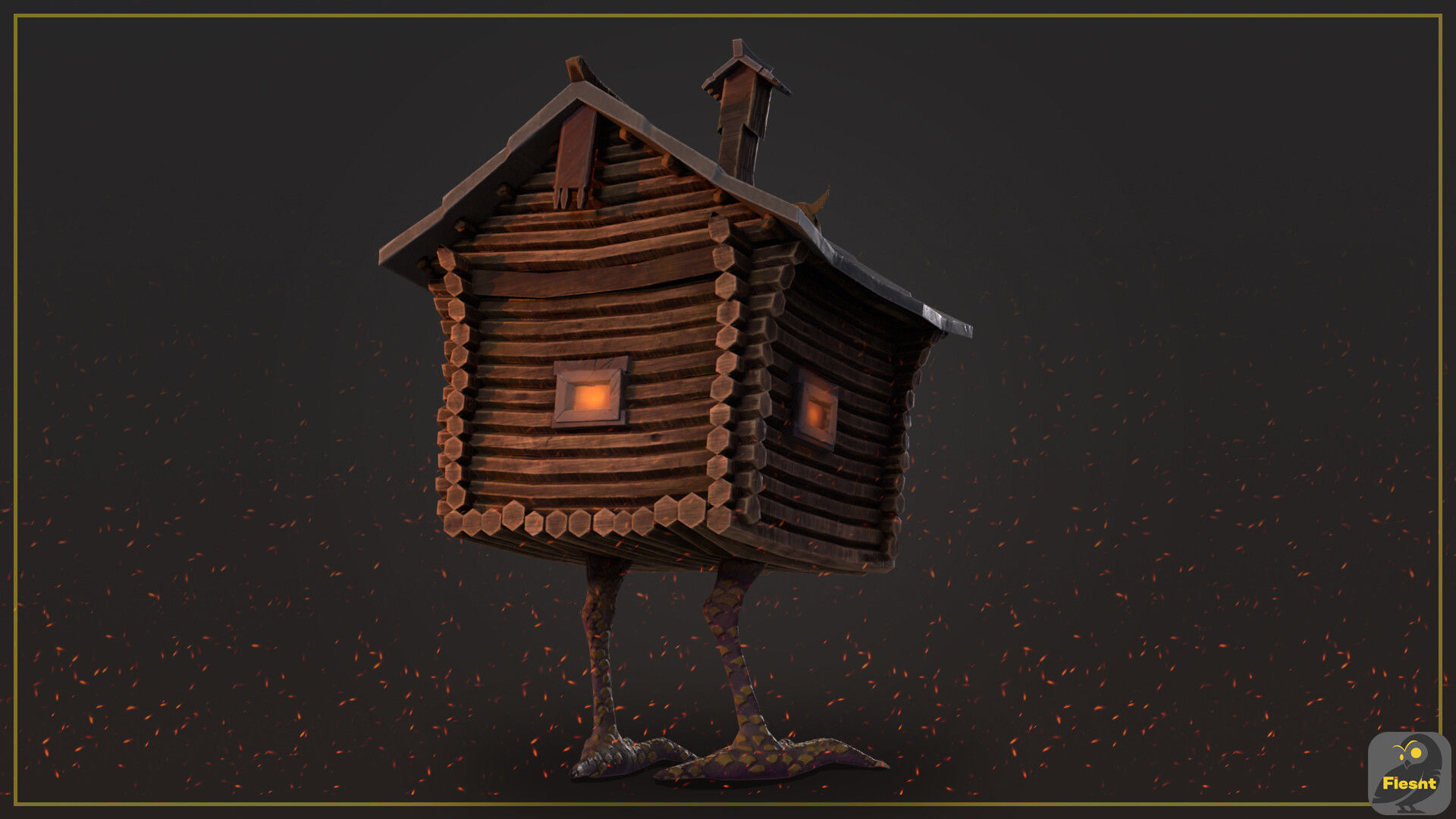 Hut on chicken legs stylized  Low-poly 3D model_2