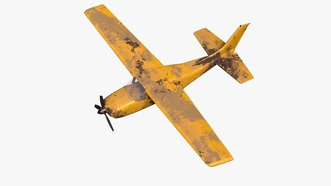 realistic destroyed propeller plane Low-poly 3D model