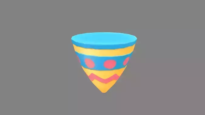Cartoon spinning top - gyroscope Low-poly 3D model