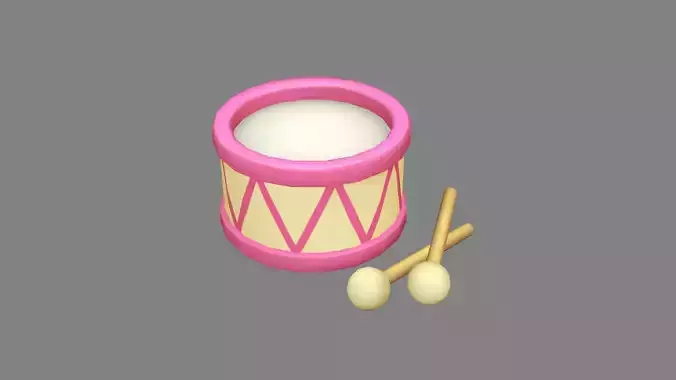 Toy drum Low-poly 3D model