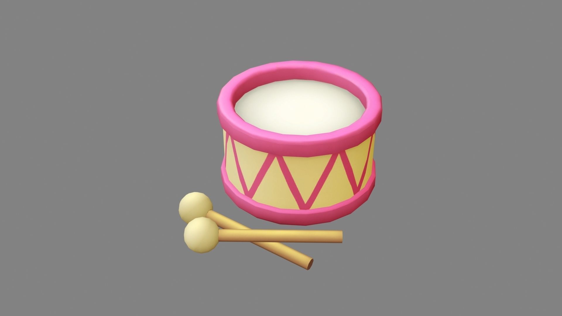 Toy drum Low-poly 3D model_1