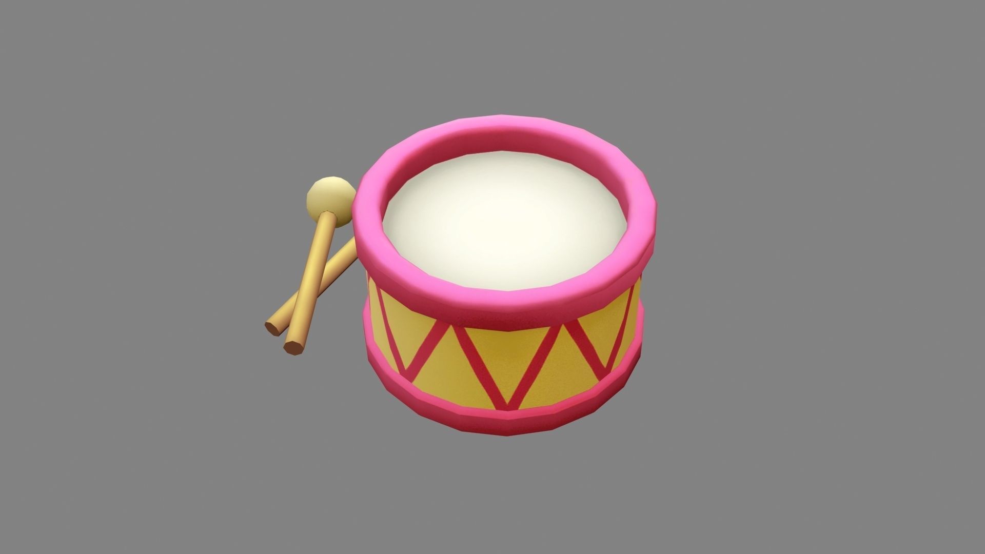 Toy drum Low-poly 3D model_2