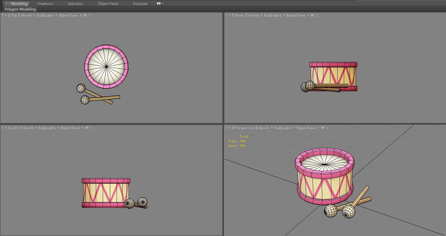 Toy drum Low-poly 3D model_4