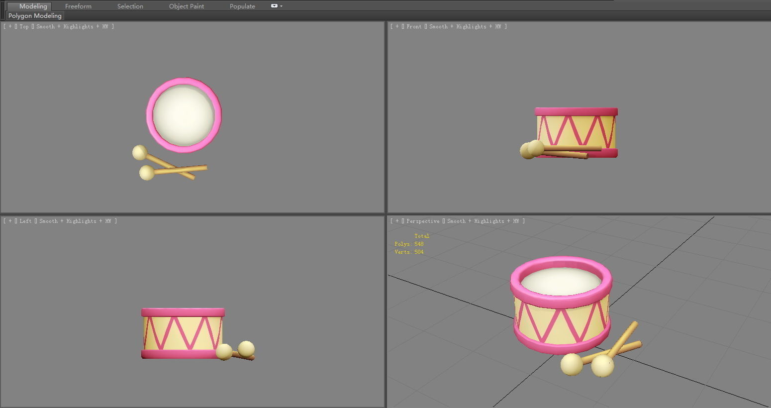Toy drum Low-poly 3D model_3