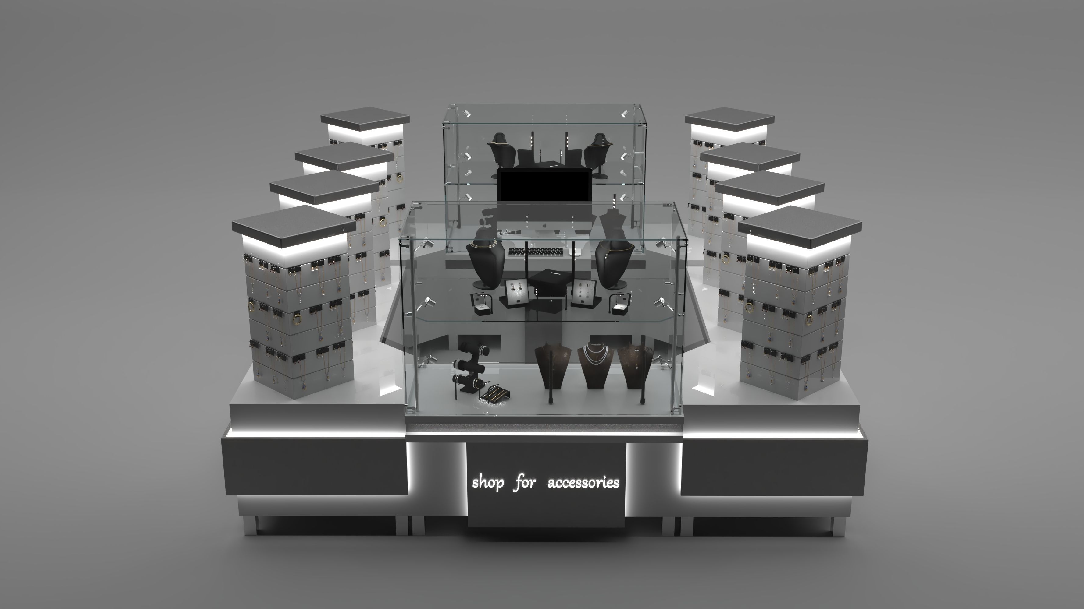 Mall kiosk vray Low-poly 3D model_1
