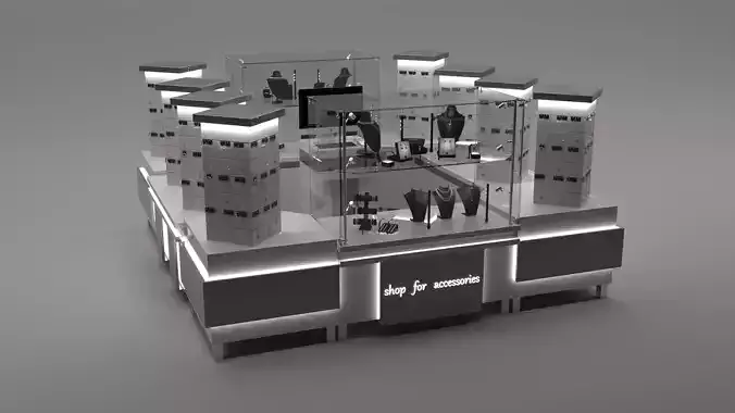 Mall kiosk vray Low-poly 3D model