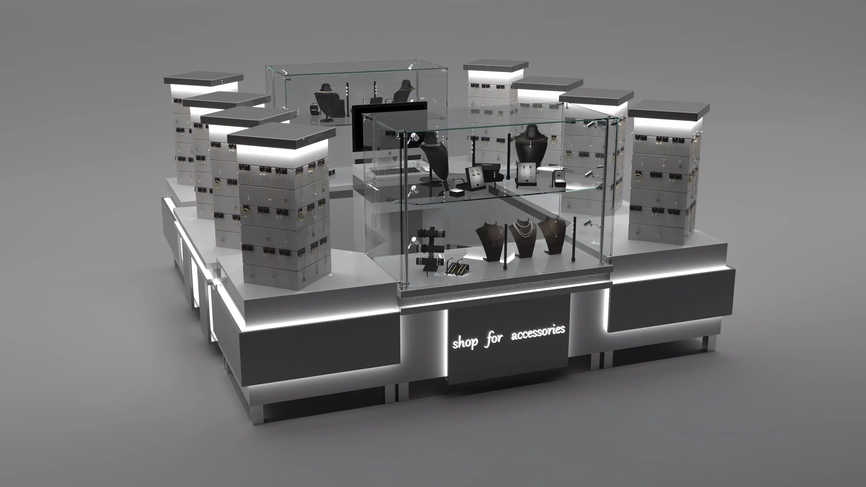 Mall kiosk vray Low-poly 3D model_0