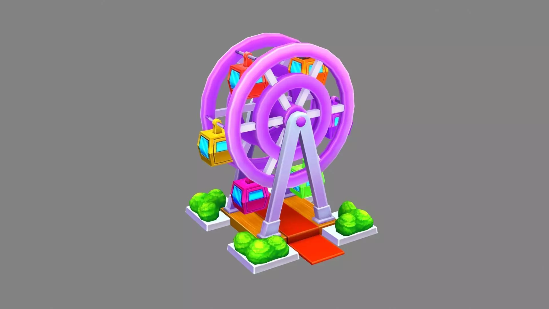 Cartoon Ferris wheel - amusement park equipment Low-poly 3D model