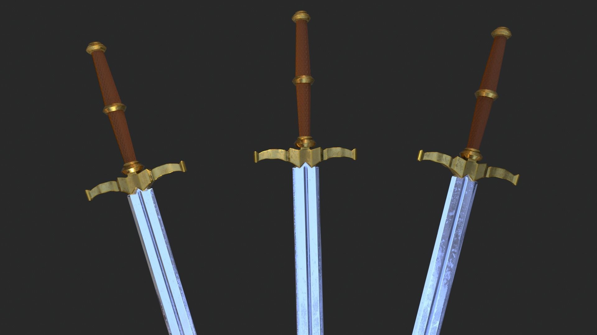 Elegant Sword Game ready 3d model PBR Low-poly Low-poly 3D model_16